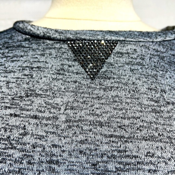 Juicy Couture knit grey short sleeve sweater with lower cream tier, size medium. - Picture 5 of 9
